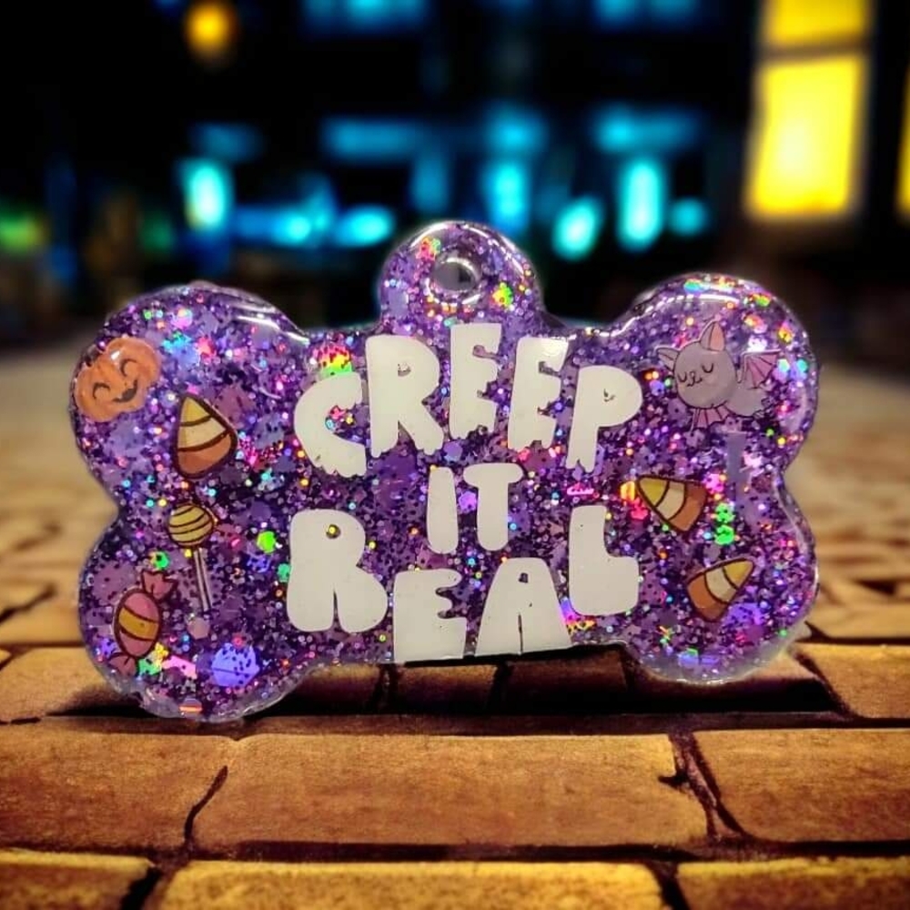 Purple Glitter Dog Tag